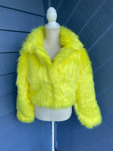 Load image into Gallery viewer, big bird who? faux fur jacket
