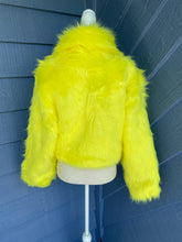 Load image into Gallery viewer, big bird who? faux fur jacket
