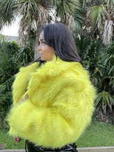 Load image into Gallery viewer, big bird who? faux fur jacket
