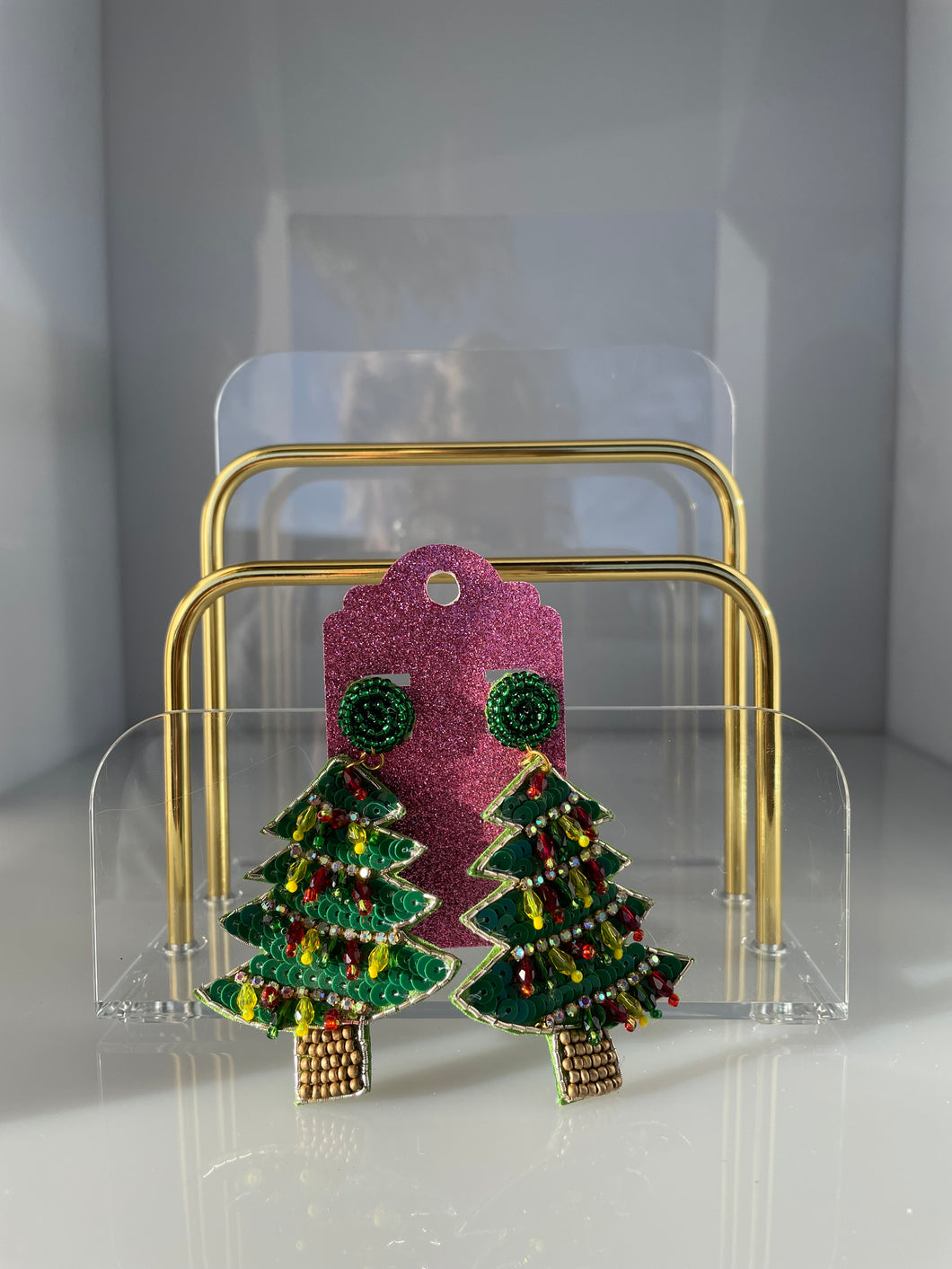 Green Christmas Tree Earrings #2