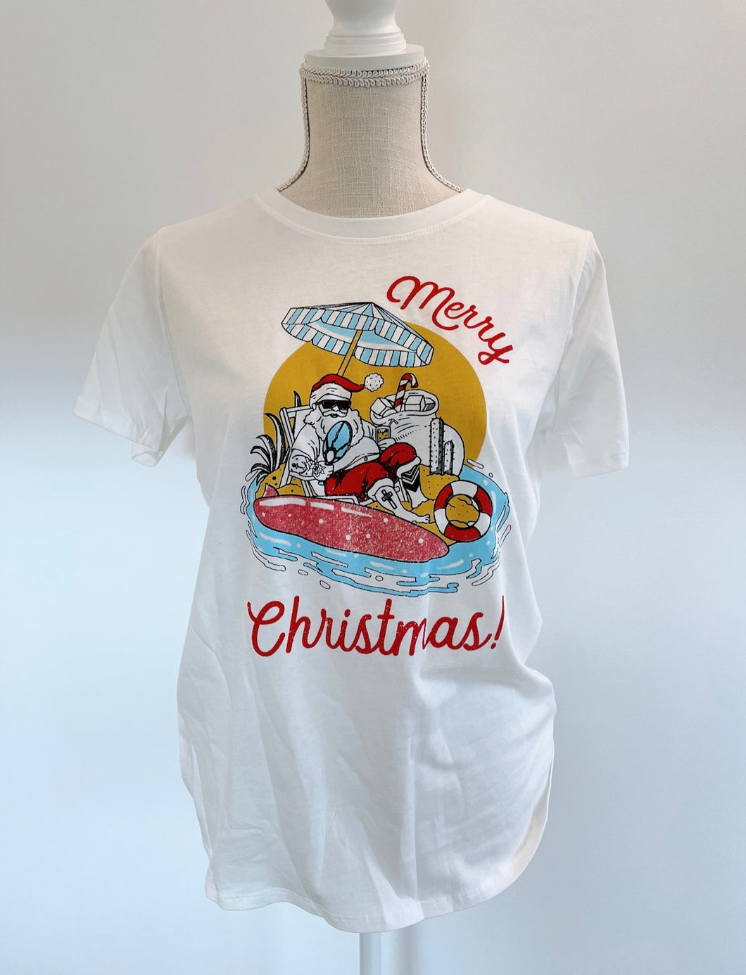 Merry Christmas Beach Santa Tee