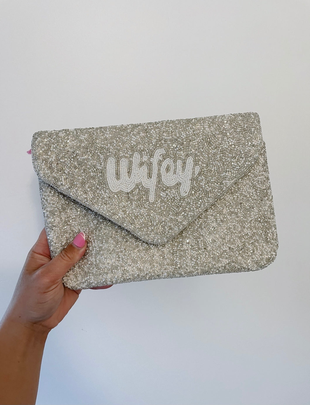 Wifey Beaded Clutch