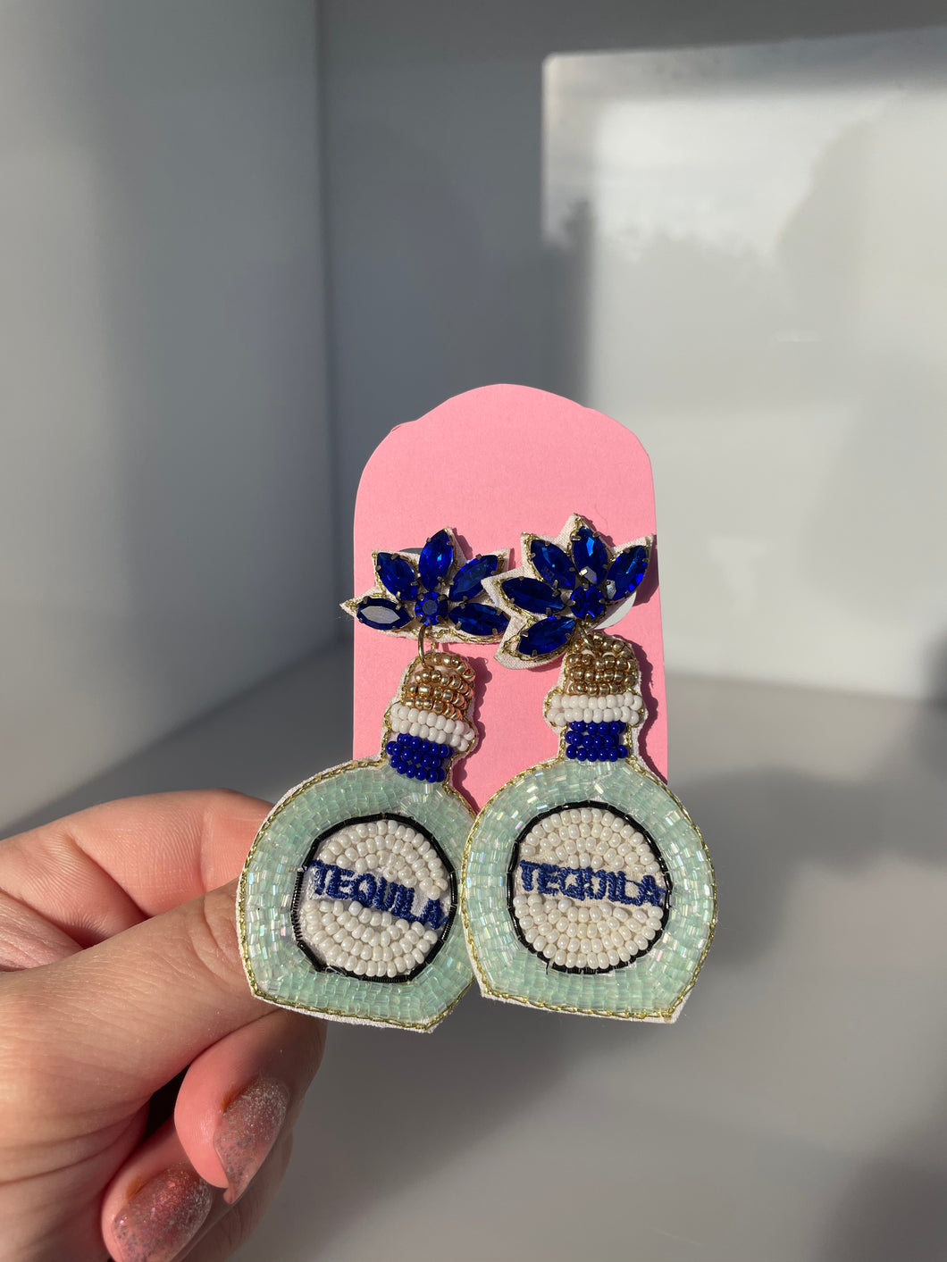 Blue Tequila Bottles Earrings