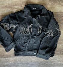 Load image into Gallery viewer, Fringe Me, Baby! Rhinestone Fringe Jean Jacket
