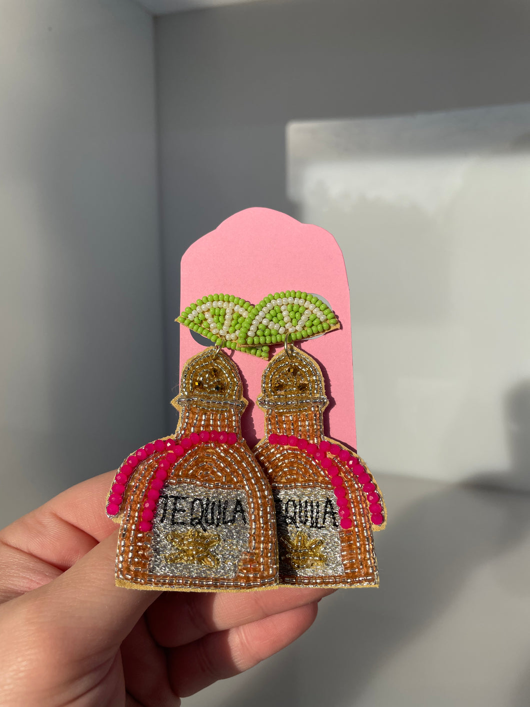 Gold Tequila Bottle Earrings