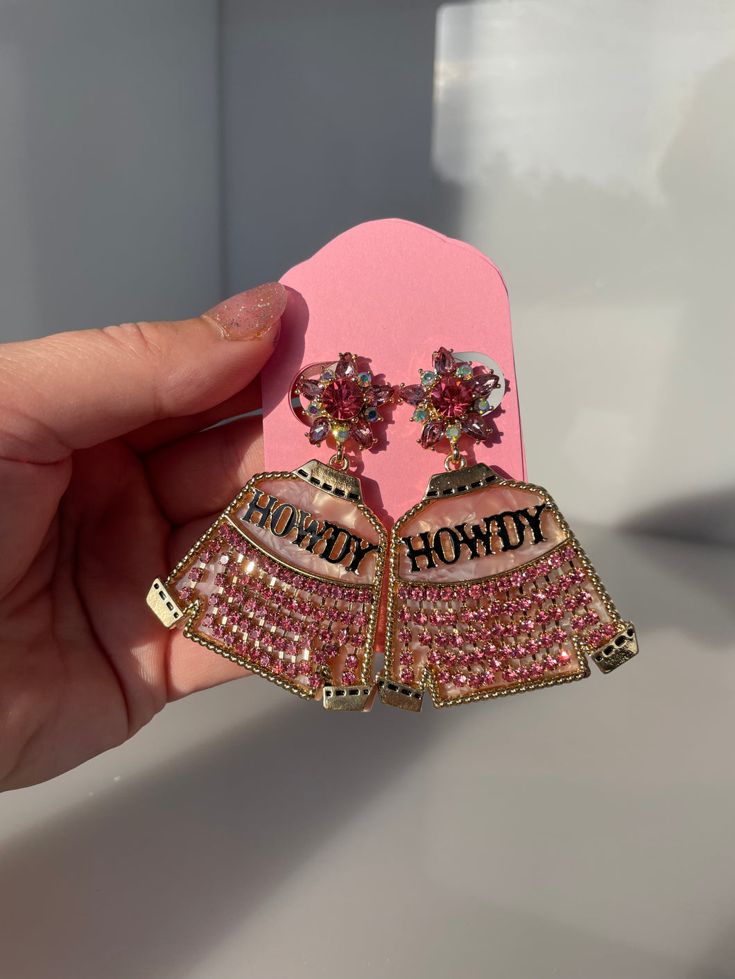 Pink Howdy Jacket Earrings