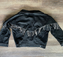 Load image into Gallery viewer, Fringe Me, Baby! Rhinestone Fringe Jean Jacket
